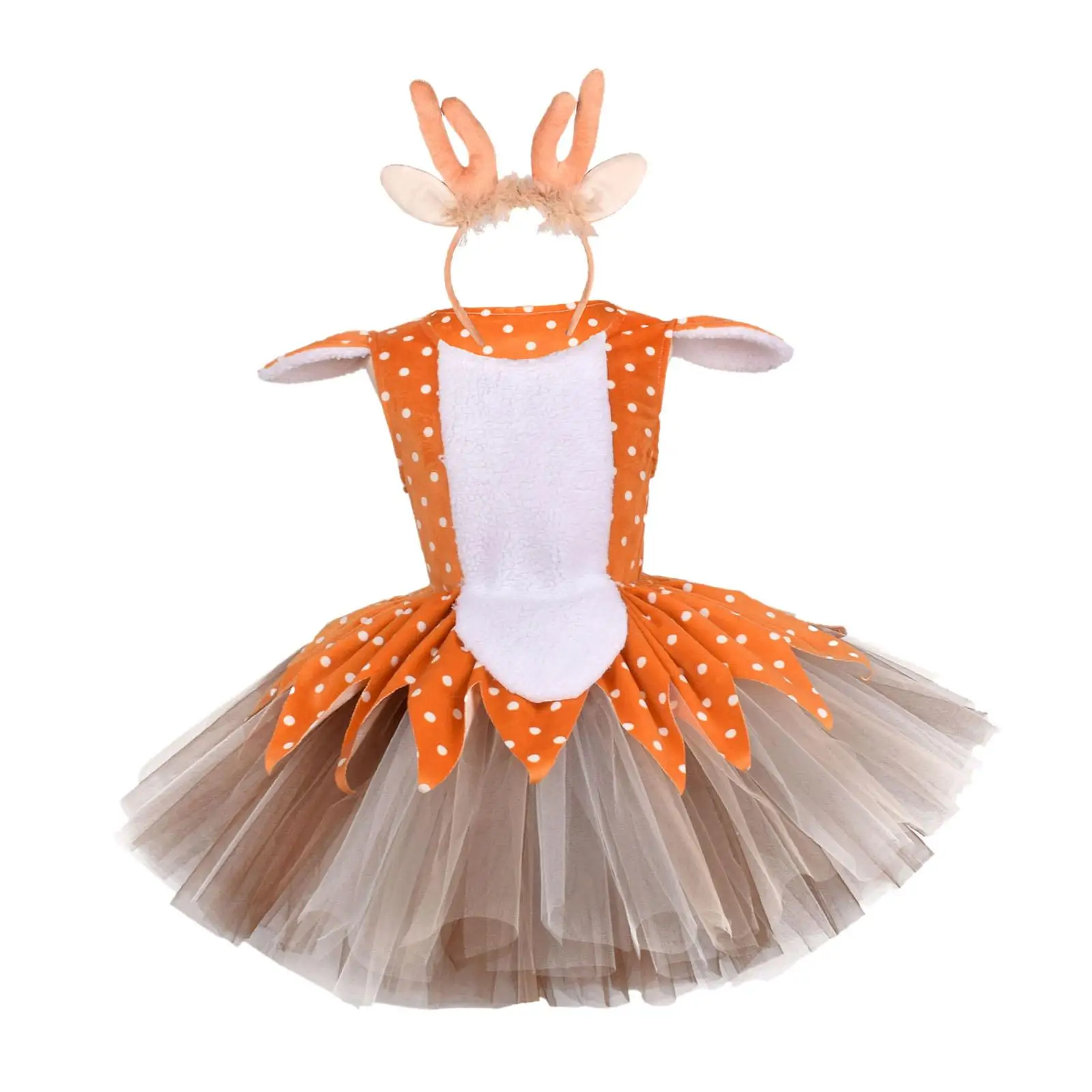 Reindeer Costume Dress Animal Costume Lovely Giraffe Outfit Cosplay Antler Headband Deer Dress for Stage Show Carnival