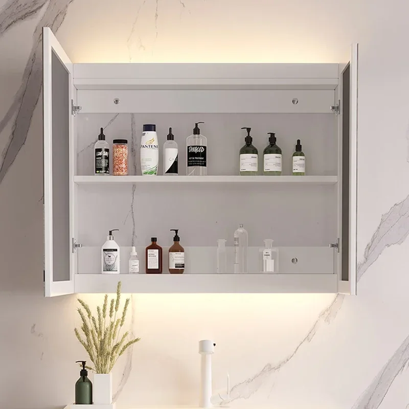 Nordic Solid Wood Mirror Cabinets Modern Design Moisture and Rust Prevention Bathroom Cabinets Home Furniture Muebles Baño FYBC