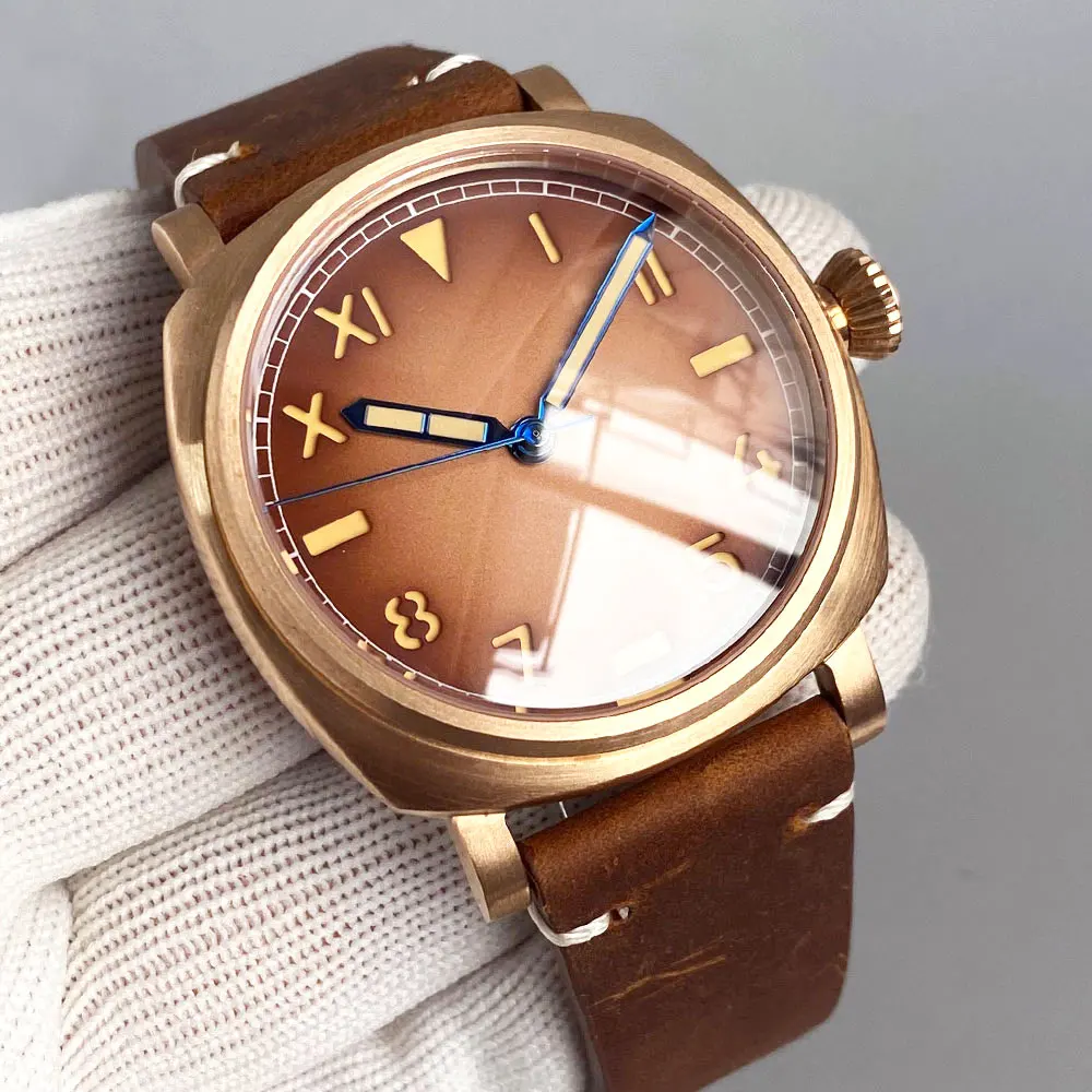 Men's Square Automatic Watch 42mm Bronze Steel Case