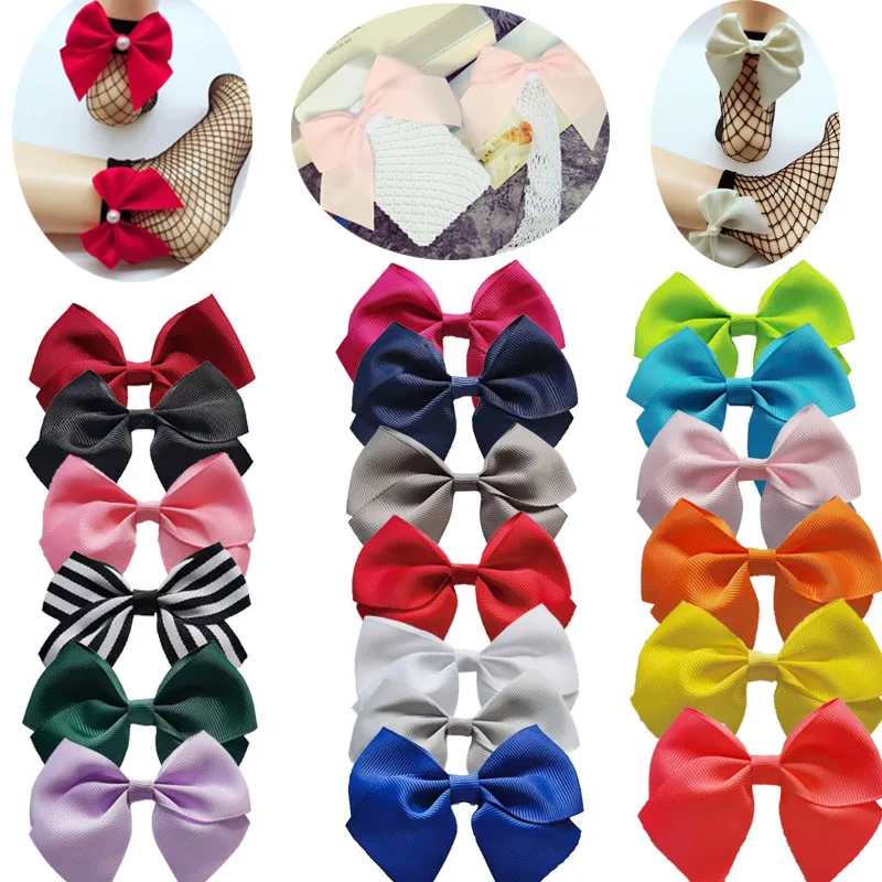 

100pcs Bow For Mesh Fishnet Sock Ankle High Long Short Socks for Women Baby Girls Kids One Size