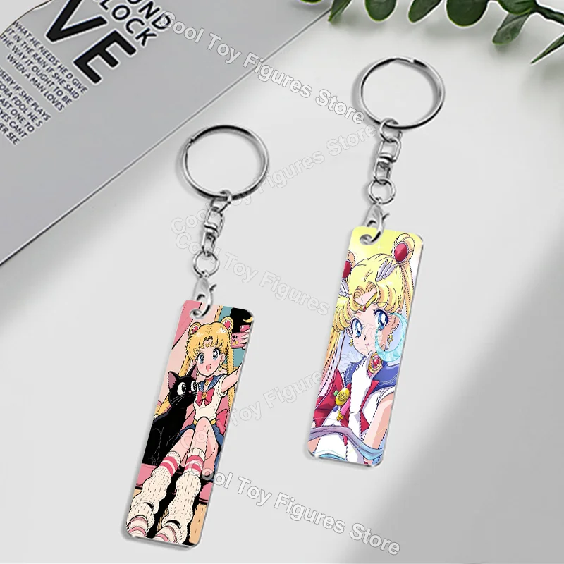 Sailors Moon Metal Keychains Cartoon Womens Mens Car Key Chains Double-Sided Printing Bag Charm Fans Friends Souvenir Gifts