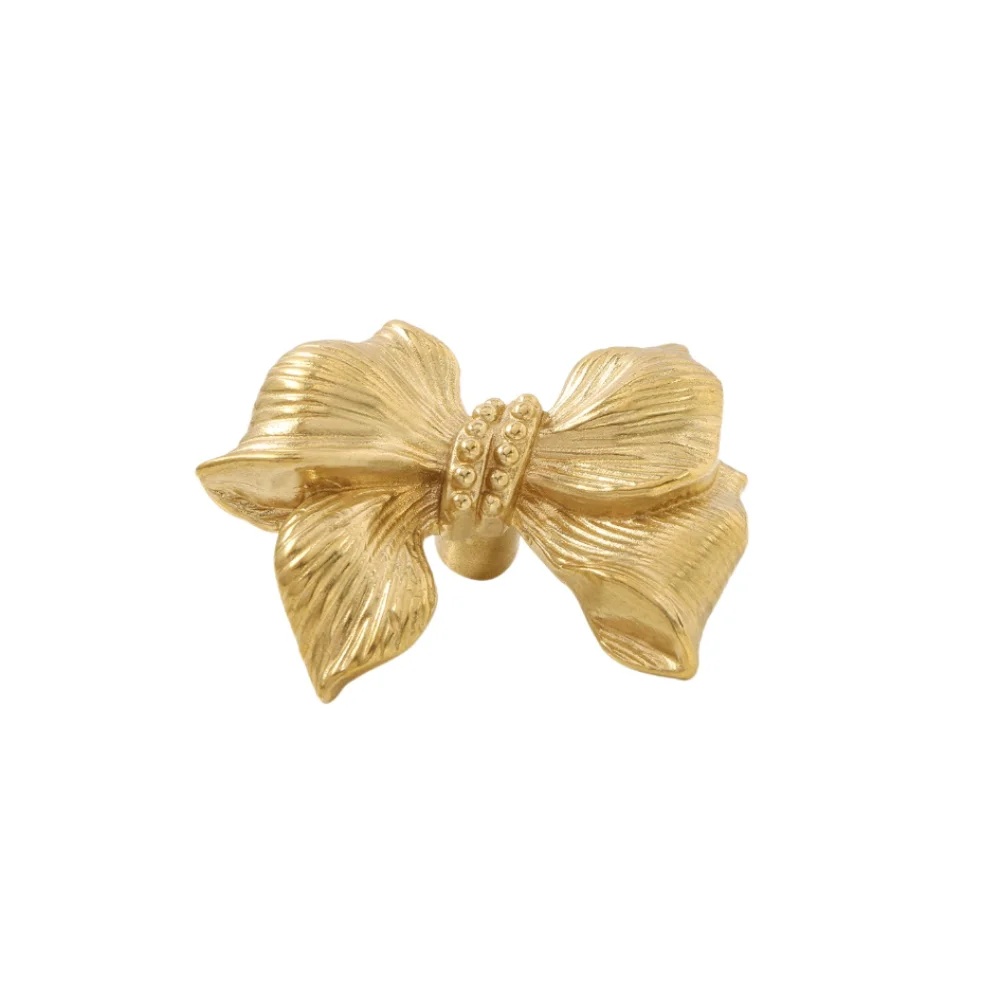 빈티지 골드 컬러 나비 넥타이 황동 손잡이 레트로 럭셔리 캐비닛 도어 손잡이 푸시-풀 단일 구멍 옷장 서랍 주방