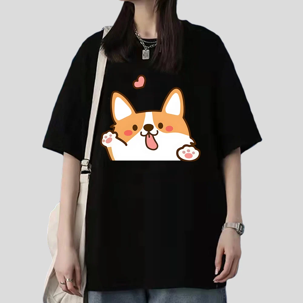 Shiba Inu t shirts Cartoon Graphic Tees Kawaii Printing Tops for Girls Summer Short Sleeve Clothes 100% Cotton Women Tees-shirt