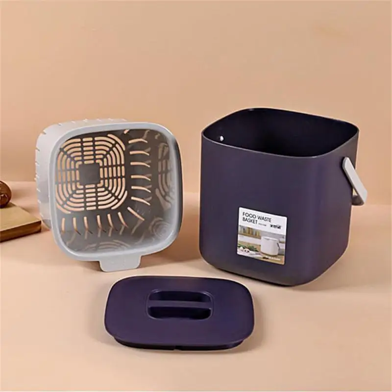 Double layer Kitchen Trash Can with Lid Wall-mounted Waste Baskets Push-top Trash Garbage Bin Can Rubbish Container Storage Box