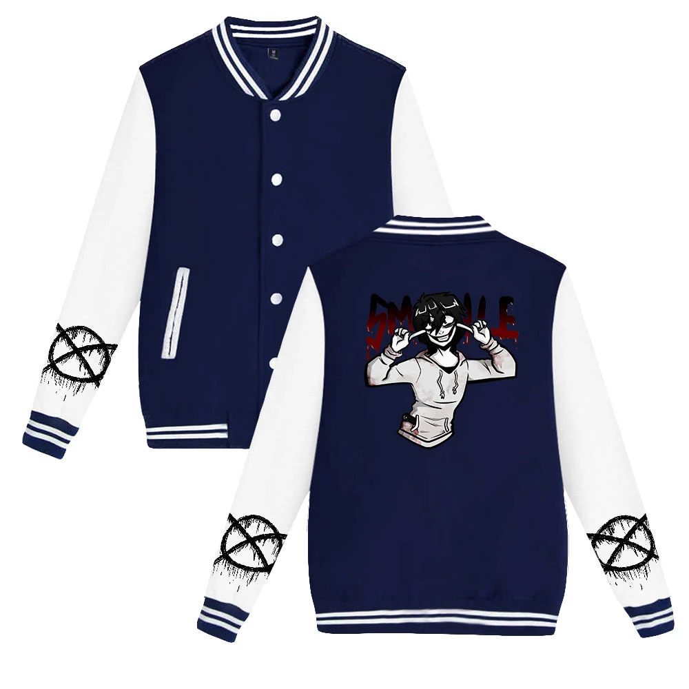 Creepy pasta Print Autumn Winter Holiday Preppy Unisex Youthful vitality Clothes Chic Style Baseball Uniform