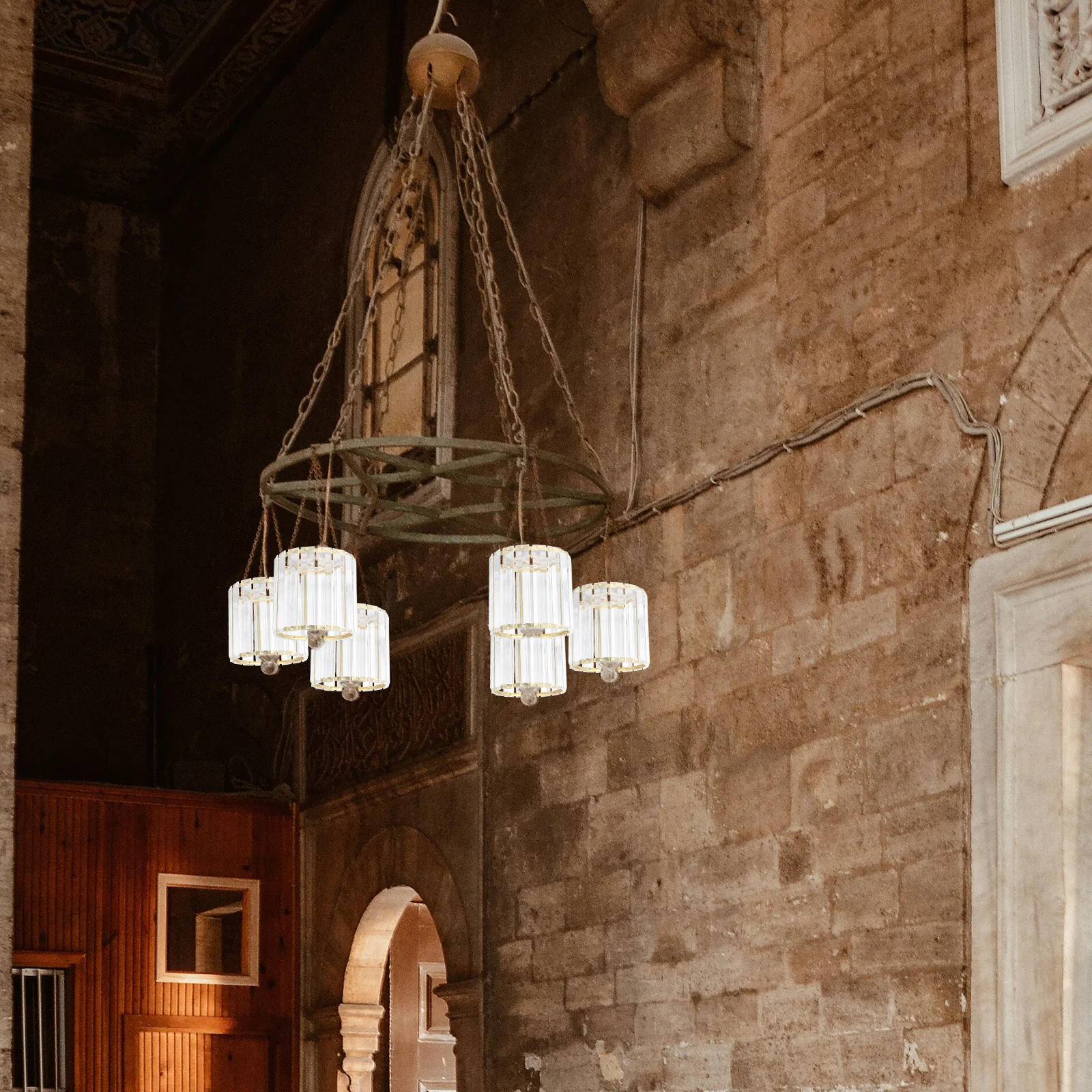 

Crystal Ceiling Light Cover Metal Art Lampshade Lamp Shade Protective Cover for Wall Floor Ceiling Lamps Warm Natural Light