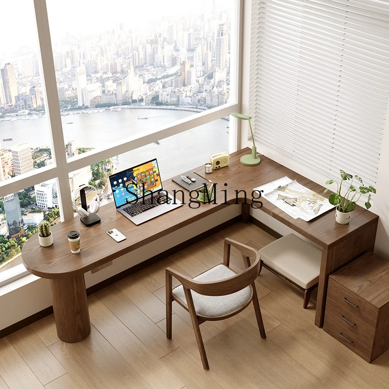 PYH solid wood corner computer desk corner learning writing bedroom small apartment reading double table