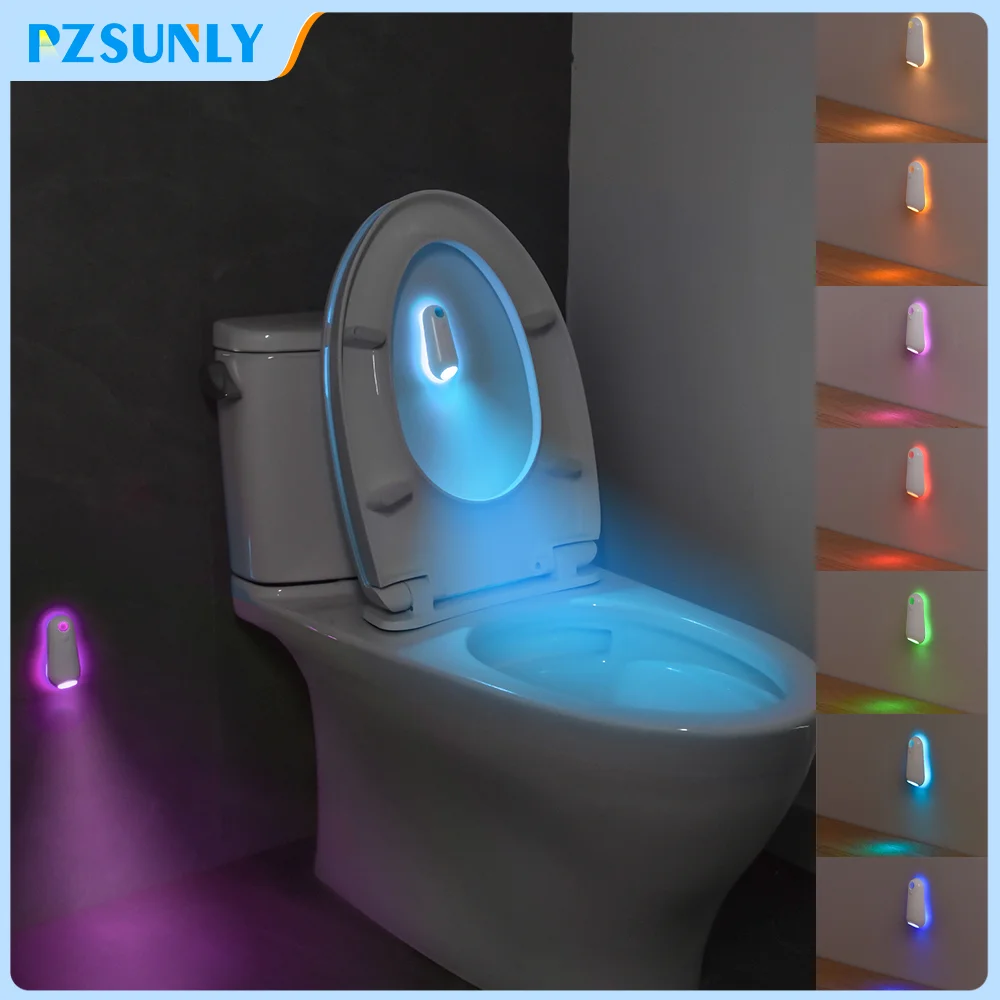 Toilet Night Light Motion Sensor Light Toilet Bowl Light RGB 7Color Changing For Bathroom Decoration LED Rechargeable LED Light