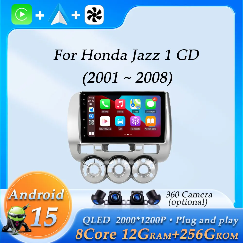 

Car Radio Audio Multimedia Video Player for Honda Jazz 1 GD LHD 2001 - 2008 Wireless CarPlay DSP Stereo GPS Navi Split Screen BT
