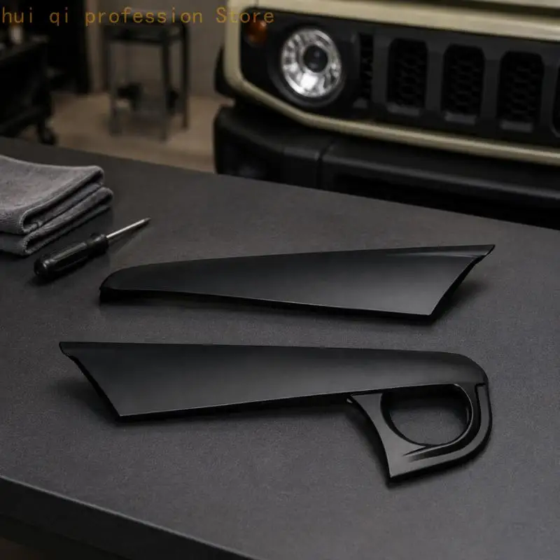 Fahrzeuggrill-Akzentabdeckungssatz, zwei schwarze ABS-Formteile mit glatten Flächen und kreisförmigen Endöffnungen für die – Detail 7