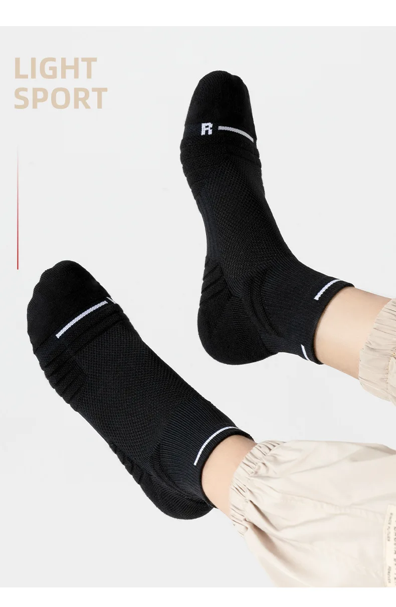 2 Pares - Calcetines Deportivos para Hombre, con Amortiguación Media, Suela Gruesa de Rizo, para Maratón, Baloncesto, Bá
