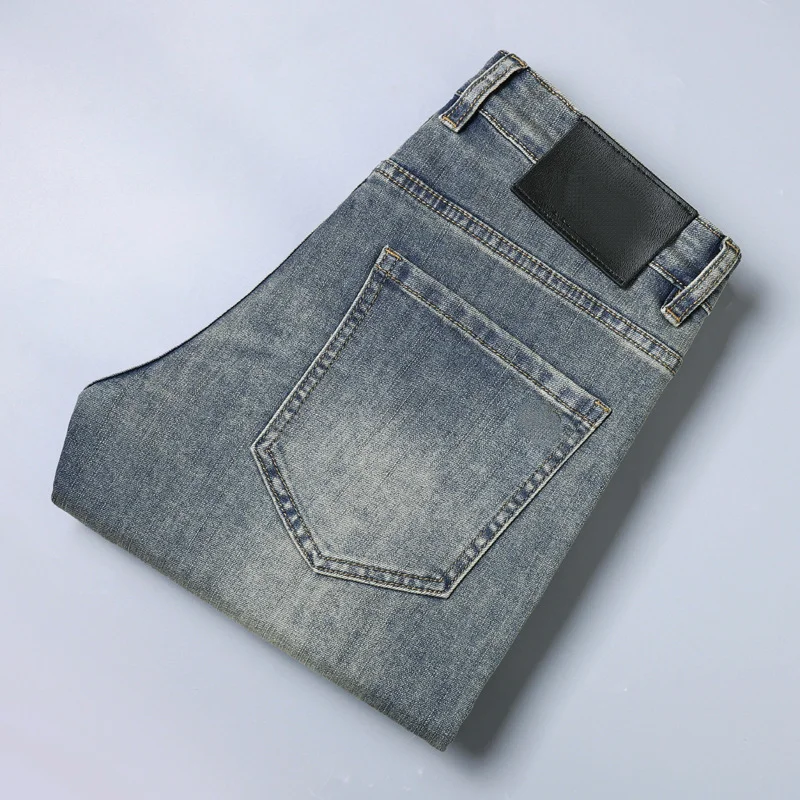 

Trendy Blue Jeans Men's Clothing Autumn Winter Vintage Vintage Slim Fit Small Feet Straight Leg Pants Versatile Men's Jeans
