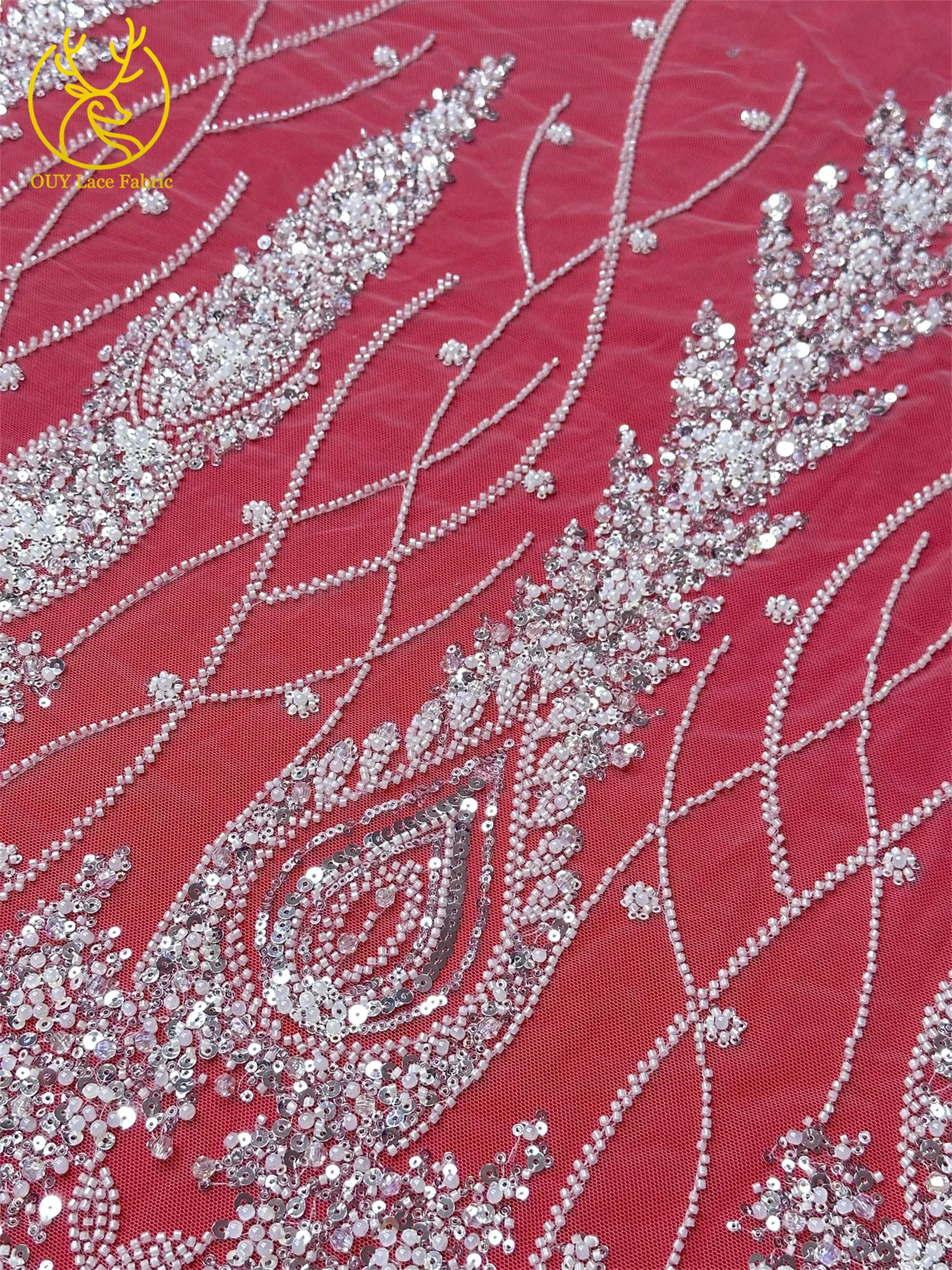 Neues Design Afrikanischer Bräutigam Stickerei-Perlen-Spitzenstoff Hochwertiger Französischer Pailletten-Netzstoff Nigerianisches Damen-Abendkleid – Detail 8