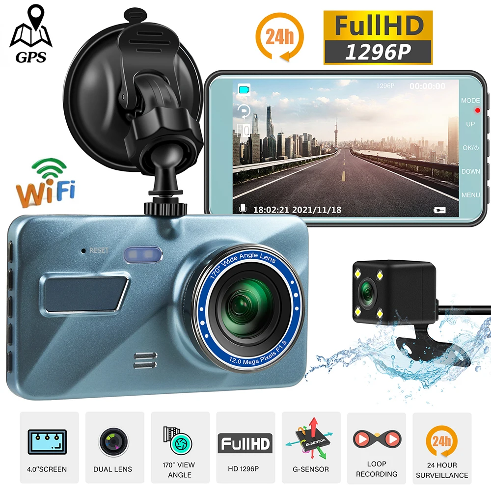 Dash Cam Full HD 1080P Car DVR WiFi Rear View Camera Mirror Video Recorder Black Box Vehicle Car Accessories Auto Dashcam GPS