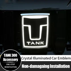 For GWM Tank 300 Crystal Illuminated Emblem New Design Metal Car Front Logo Light Lamp 2026 Car Accessories