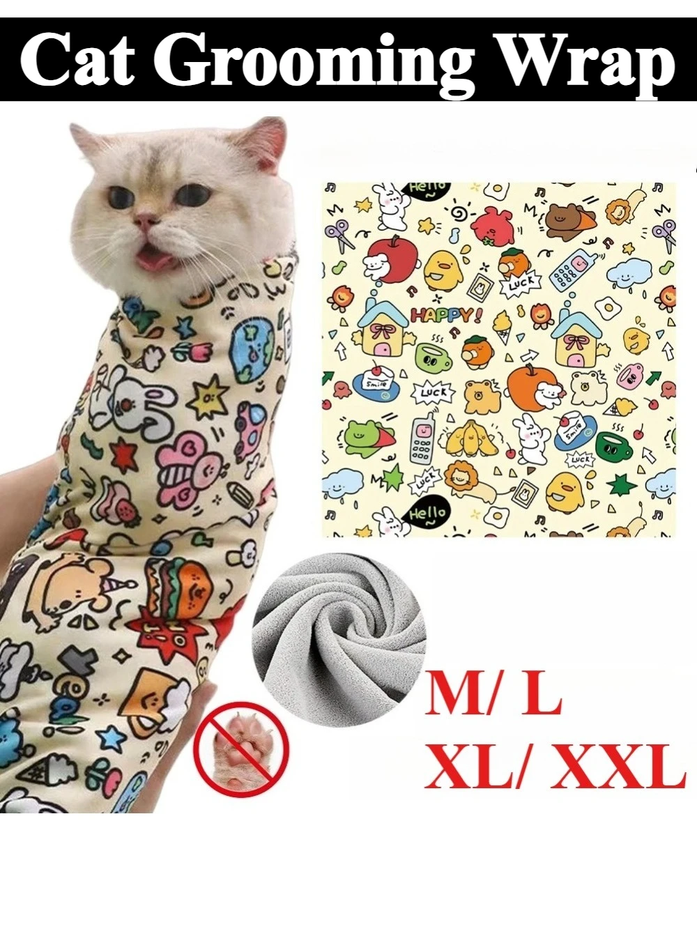 Enveloppement de toilettage pour chat auto-adhésif, enveloppe de Burrito, Anti-morsure, anti-rayures, anti-fuite, pour médicaments, coupe-ongles, outil pour animaux de compagnie