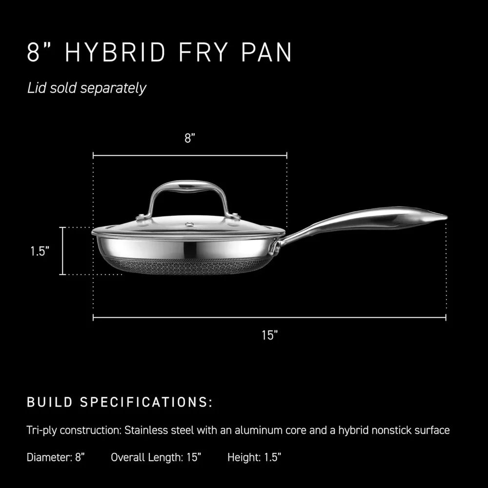 مقلاة سداسية آمنة للفرن مقاس 8 بوصات غير لاصقة مع مقبض رائع، آمنة للاستخدام في غسالة الأطباق، متوافقة مع الحث، مقاومة للحرارة حتى 900 ° ف