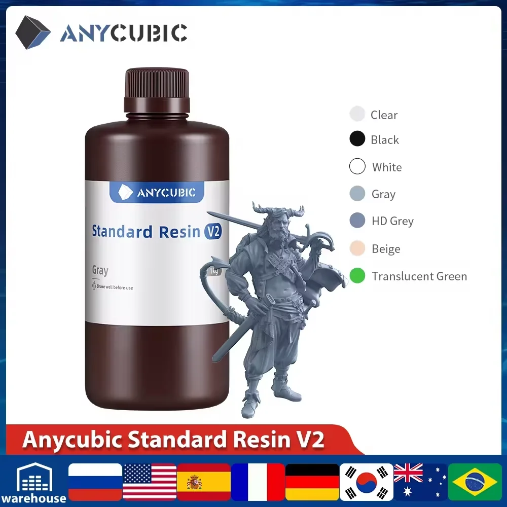 ANYCUBIC 405nm Standard Resin V2 For LCD 3d Printer Quick Curing 3d Printing Materials Resina For Photon Mono 2