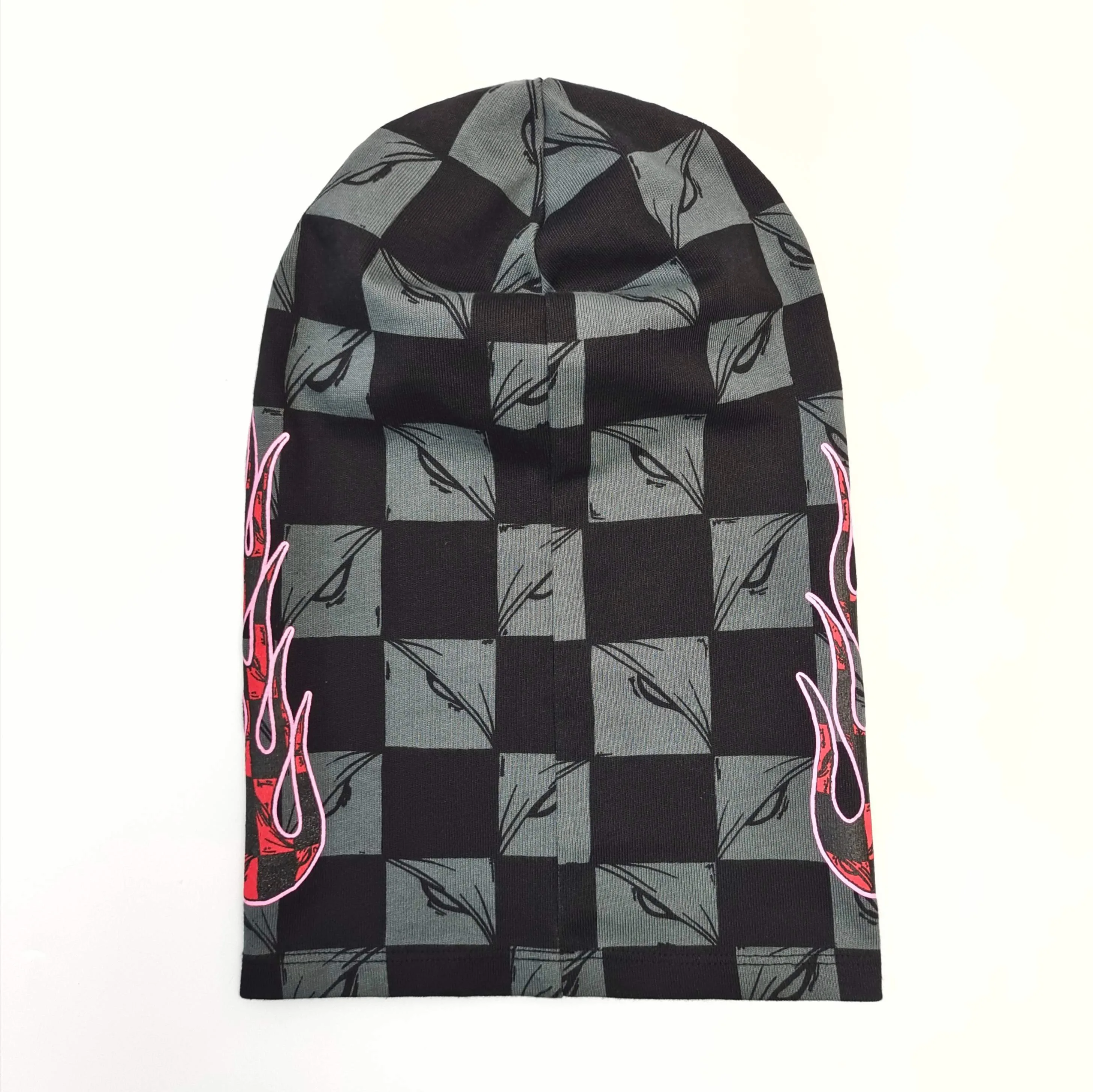 Matty Boy Anti Promo Grey Black Grid Flame Letter Cap Unisex Cotton Hat for All Seasons Spring Autumn Winter