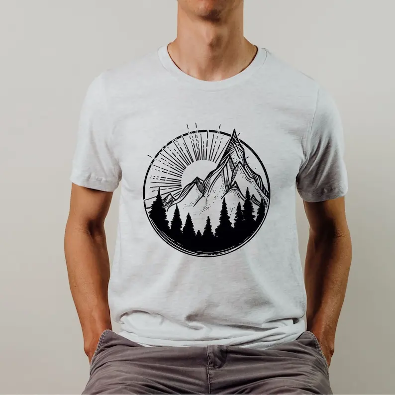 Mens Shirts, PNW Shirt, Graphic Tees, Gift for Men, Nature Shirt, Mountain Shirt, Nature Lover Gift, Mens T-Shirts, Camping Shir