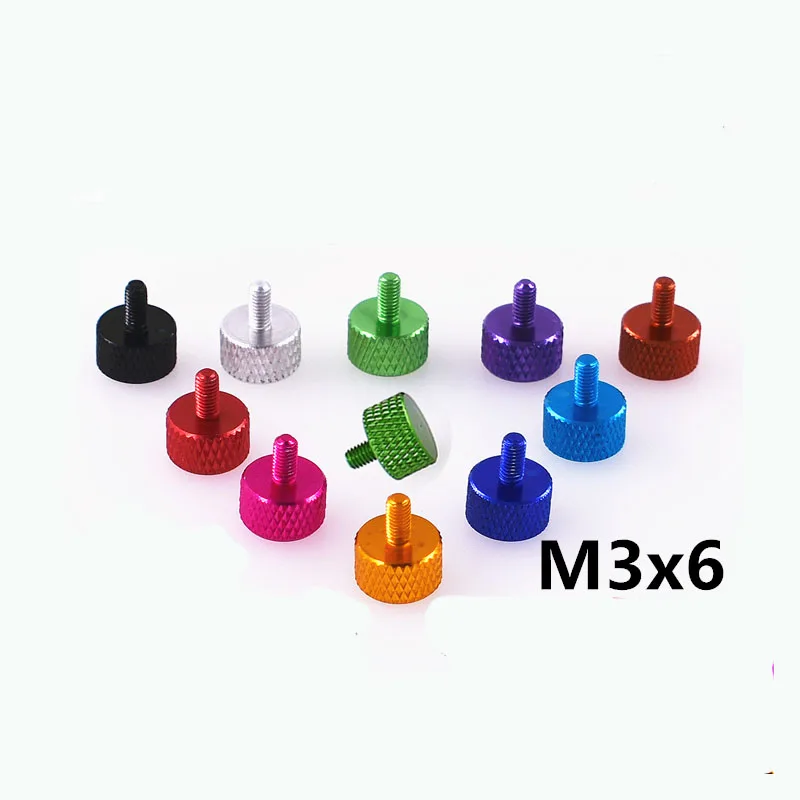 1-10pcs M3x 5/6/8/10 Colourful Aluminum Alloy Flat Head Knurled Hand Thumb Screw Anodised For Computer Case