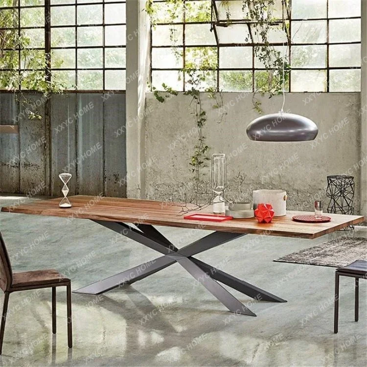 Jcountry personalized styling table rectangular worktable wrought iron solid wood table restaurant industrial style retro