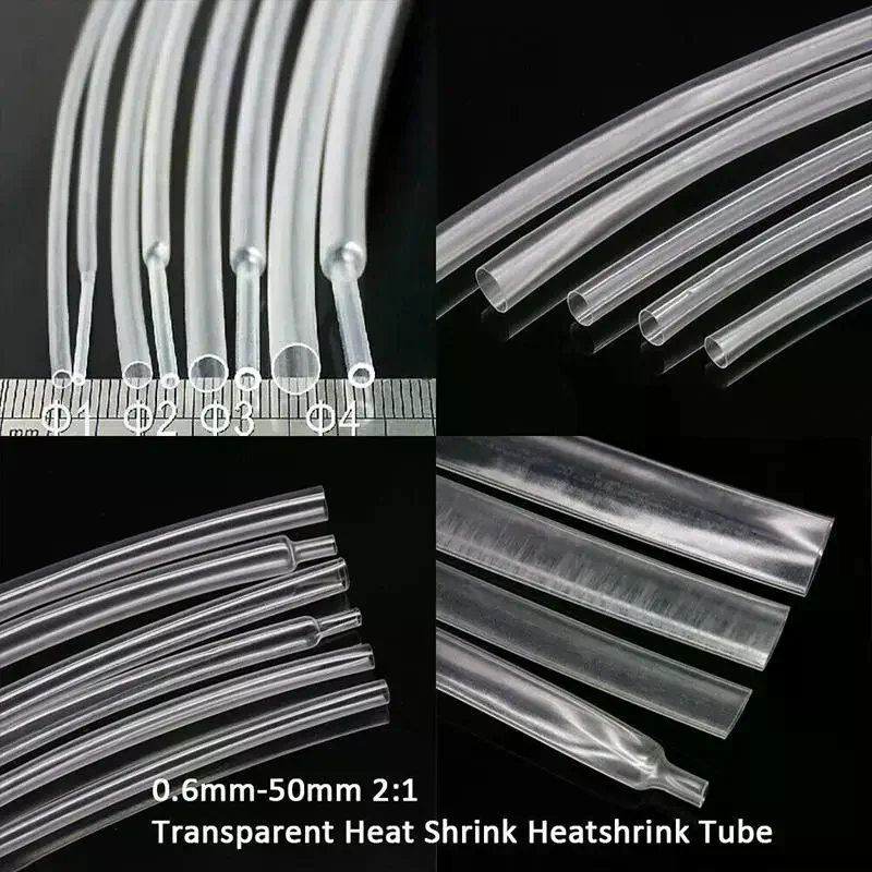 1mm 40mm Heat Shrinkage Tube Clear Super Thin Wall Flexible Earphone Line Cover Professional Audio Wire Sleeve Wrap