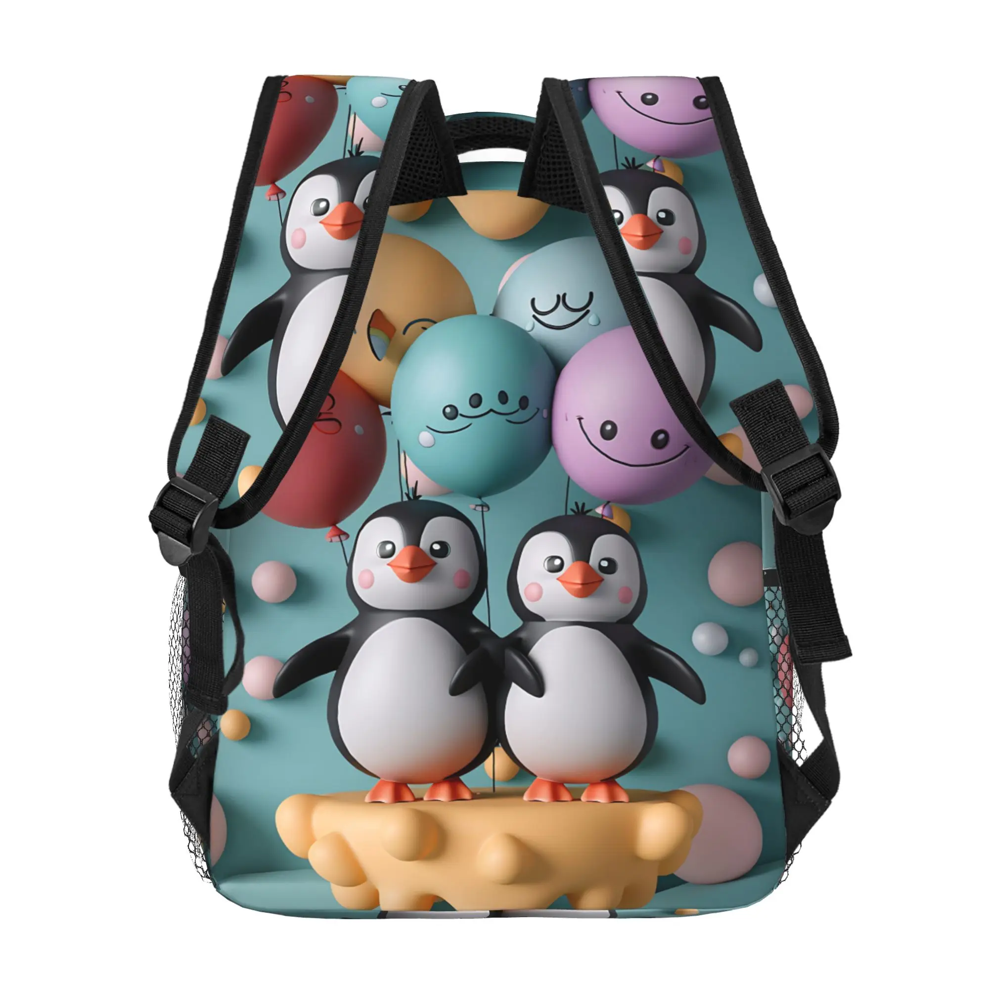 Penguins with Balloons 3D Patterns Lightweight Casual Backpack for Students, Multifunctional Durable Daypack for School & Travel