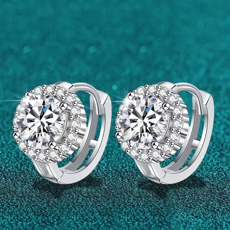 

1ct 6.5mm Moissanite Diamond Earrings for Women S925 Sterling Silver with 18k Gold Plated Diamond Ear Studs Wedding Party Jewel