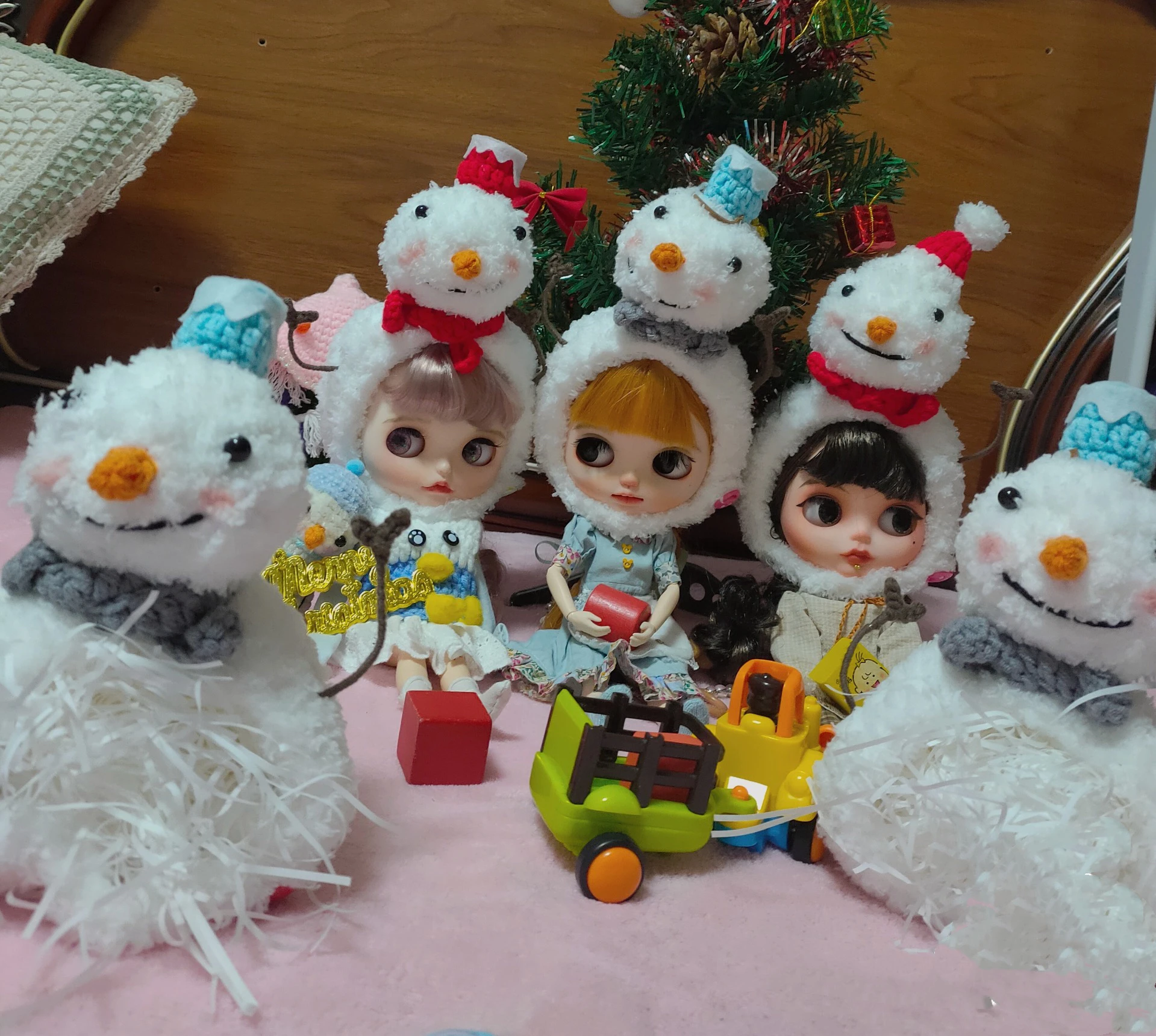 Dula Handmade Snowman yarn Knitted hat Blythe ob24 ob22 ob11 Azone Licca ICY JerryB 1/6 Bjd Doll Accessories