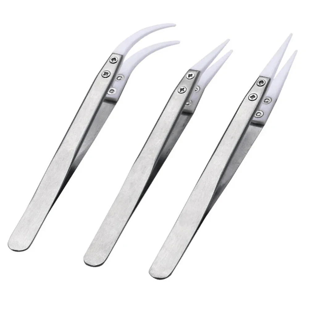 Ceramic Clips Ceramic Tweezers Heat Resistant High Temperature Straight Tip Tweezers 1pc Antimagnetic Ceramic Tweezers