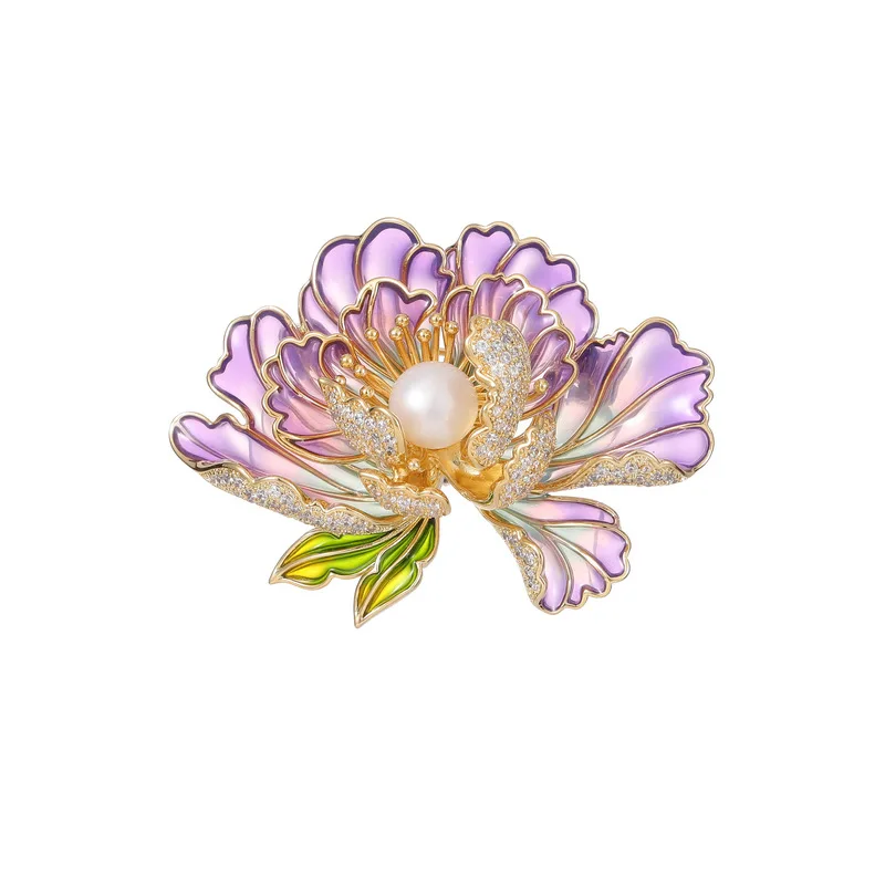 A peony brooch with a grand design sense, noble and elegant style, and an elegant and refined cheongsam accessory