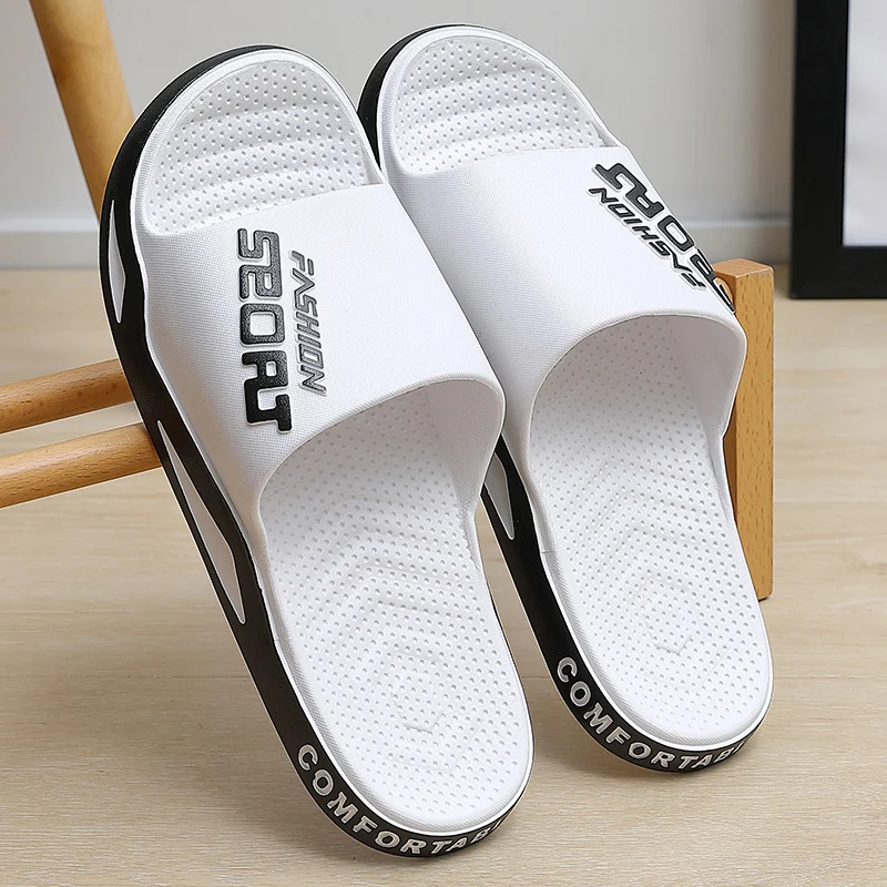 Fashion Men Summer Slippers Indoor Sport Style Thick Sole Lightweight Good Breathability Bathroom Outsdoor Beach Comfort Shoes