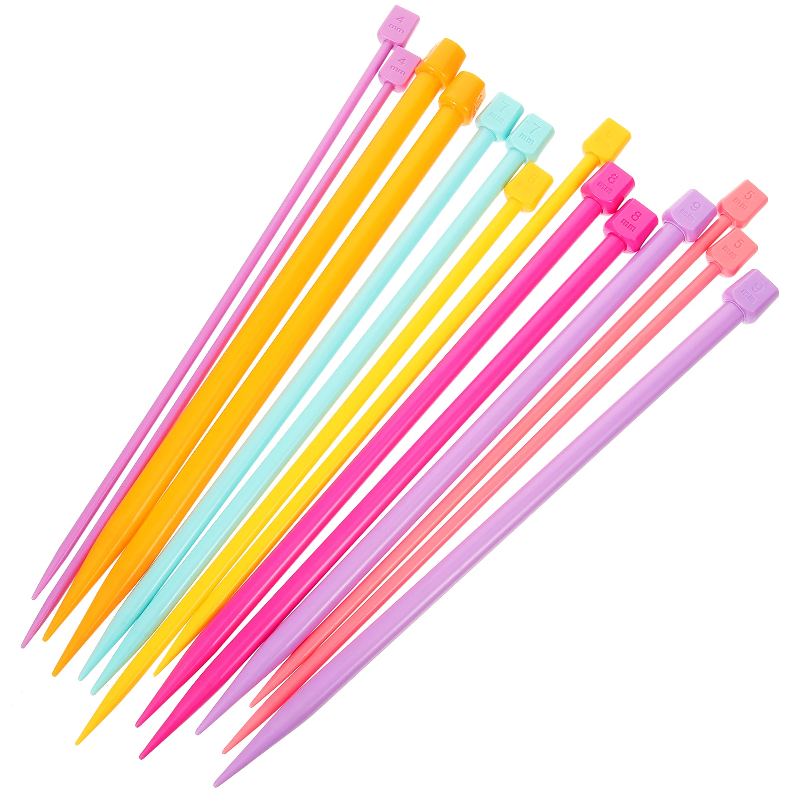 

14 Pcs Knitting Needles Set Colorful Plastic Yarn Tools 25cm Straight Handmade Crochet Supplies Lightweight Rustproof