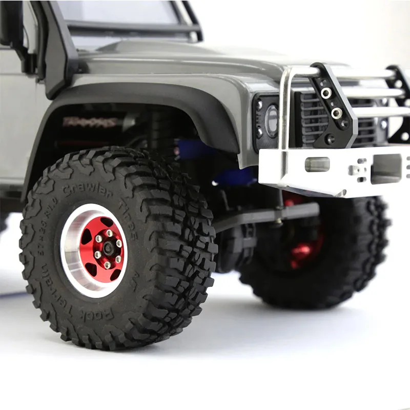 RC4pcs Metal 1.0 Beadlock Wheel Rim Rubber Tire Set for 1/18 1/24 RC Crawler Axial SCX24 AX24 TRX4M FCX24 Upgrade Parts