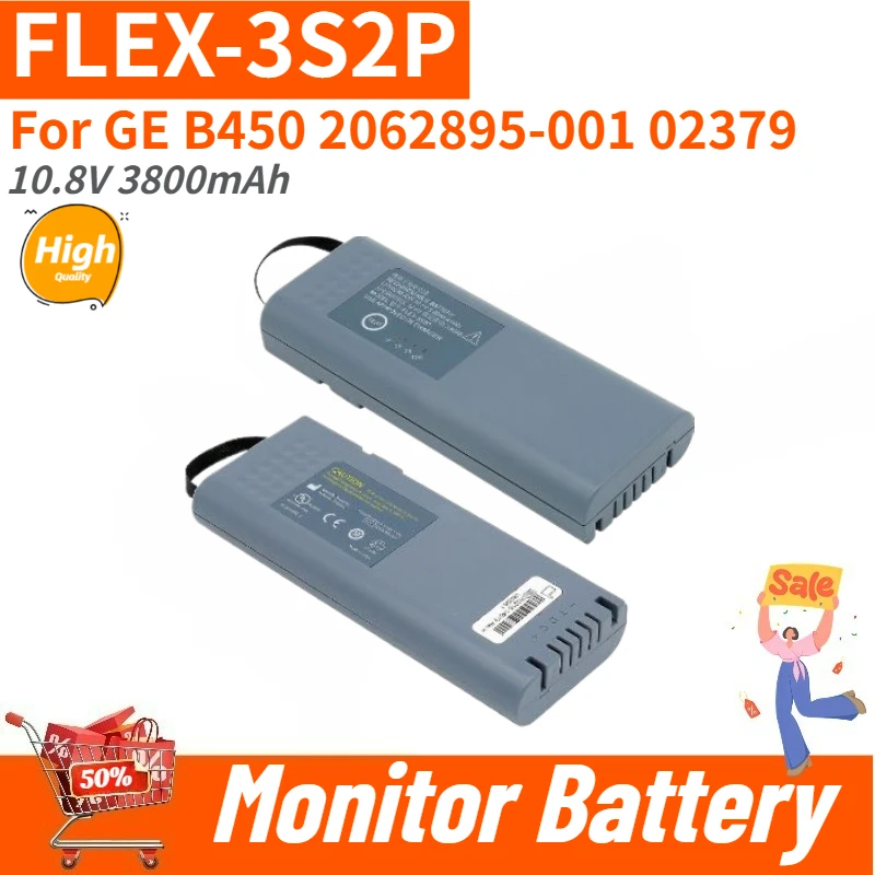 

High Quality FLEX-3S2P Monitor Battery 10.8V 3800mAh for GE B450 2062895-001 02379 Brand New Replacement Battery