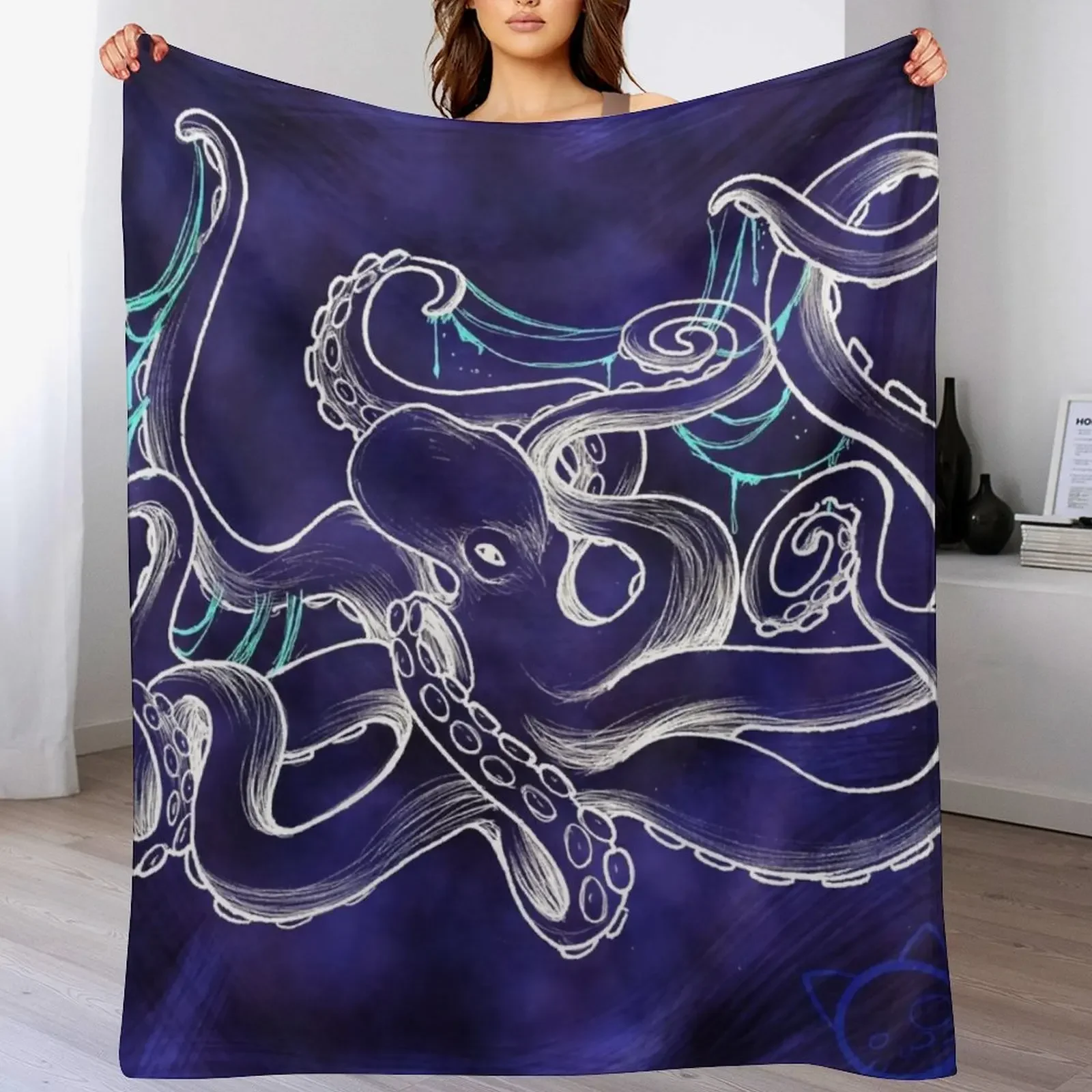

purple octopus Throw Blanket Easy Care Comfortable Blanket for Couch