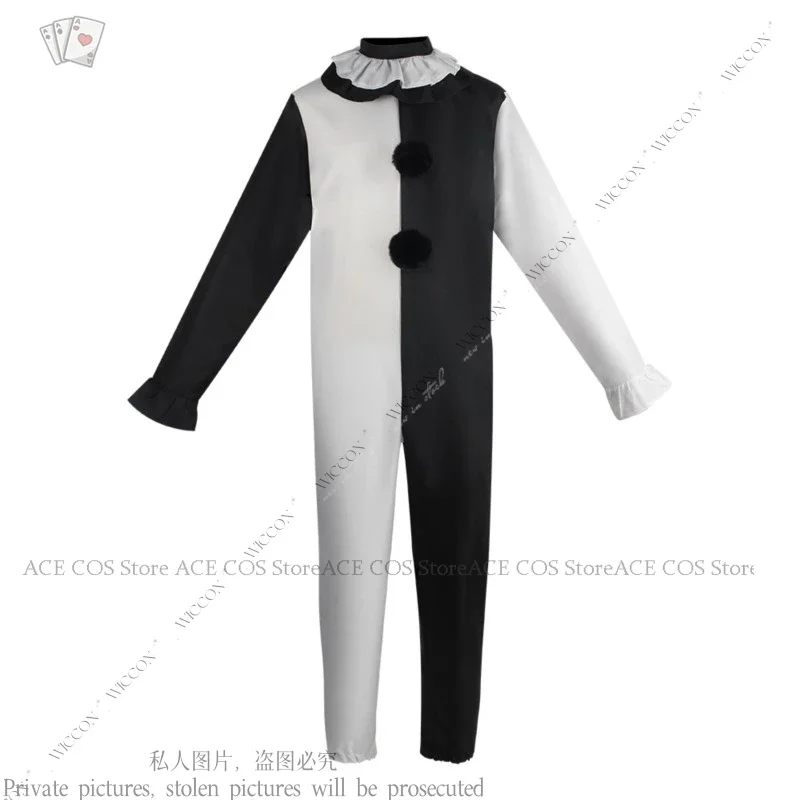 Clown Cosplay Costume Art The Clown Jumpsuit Halloween Costumes for Men Women Art Black White Joker Role Play Party Gift Dress