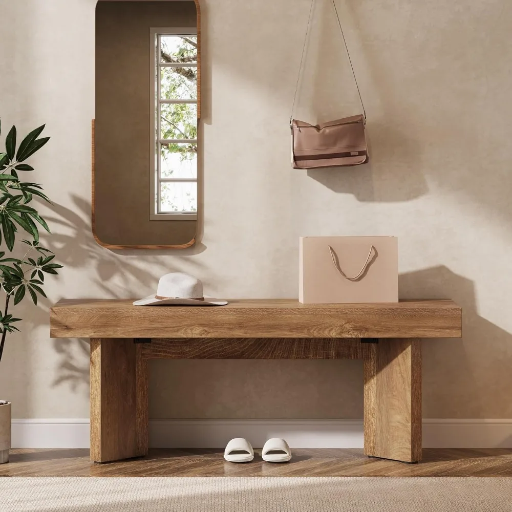 Farmhouse Style 47 Wooden Bench for Entryway, Bedroom, Hallway, and Foyer