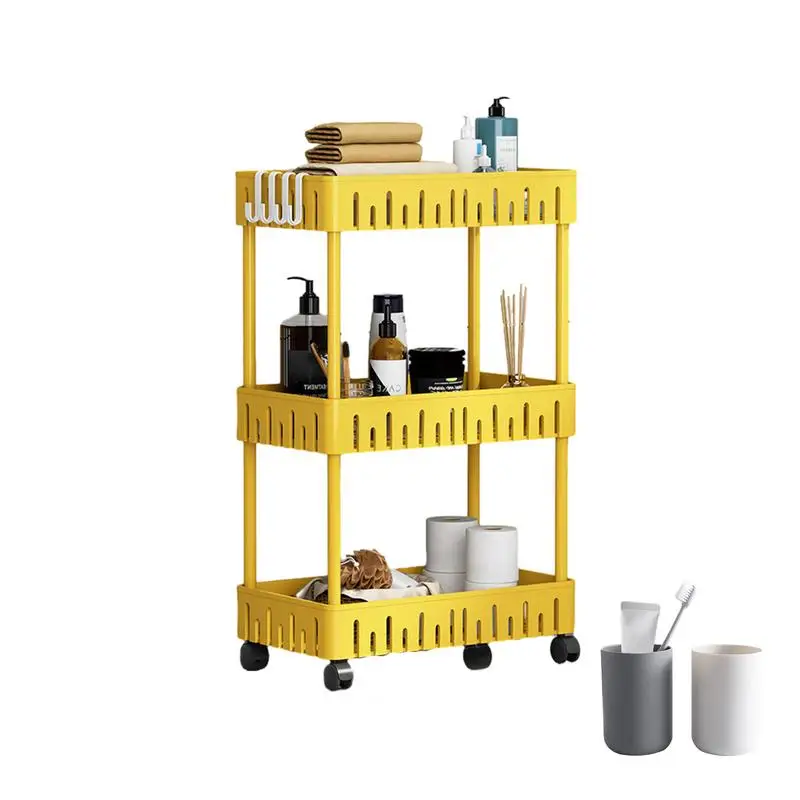 

Storage Organizer With Wheels Rolling 3 Tier Utility Cart Organizer Hollow Design Storage Organizer For Work Area Kid's Room