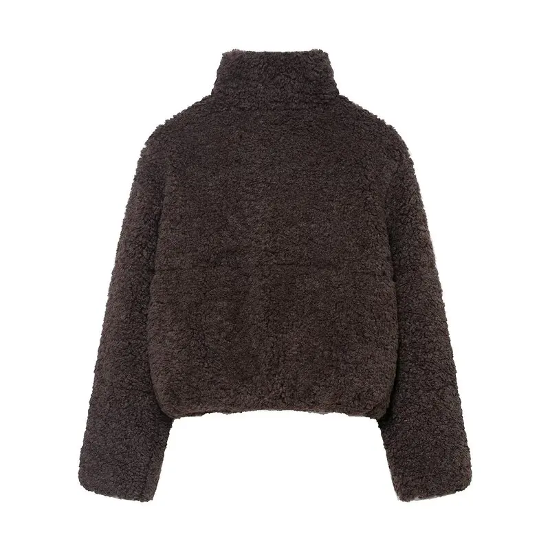 Warmer Lammsamt Thiened Jaet New Winter 2025, Damen-Mantel mit Faion Commute Sle Stand Fit, reiner Farb-Reißverschluss