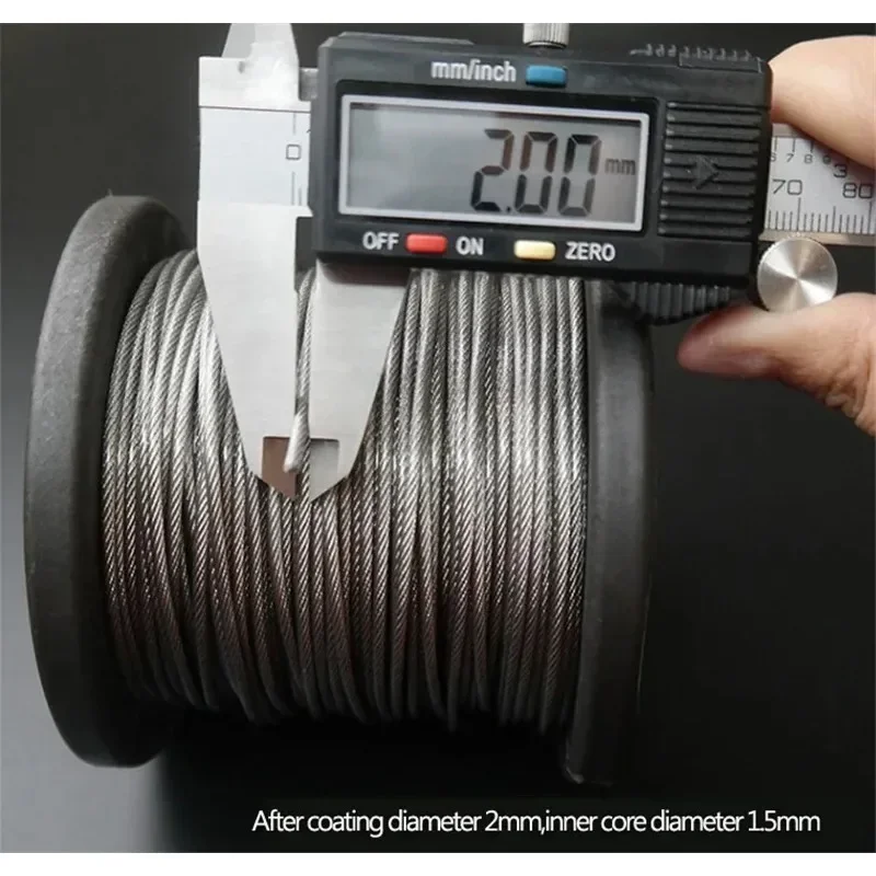 Dia 0.5/1/1.5/2/2.5/3/5mm 304 Stainless Steel PVC Coated Flexible Wire Rope Soft Cable Transparent Stainless Steel Clothesline