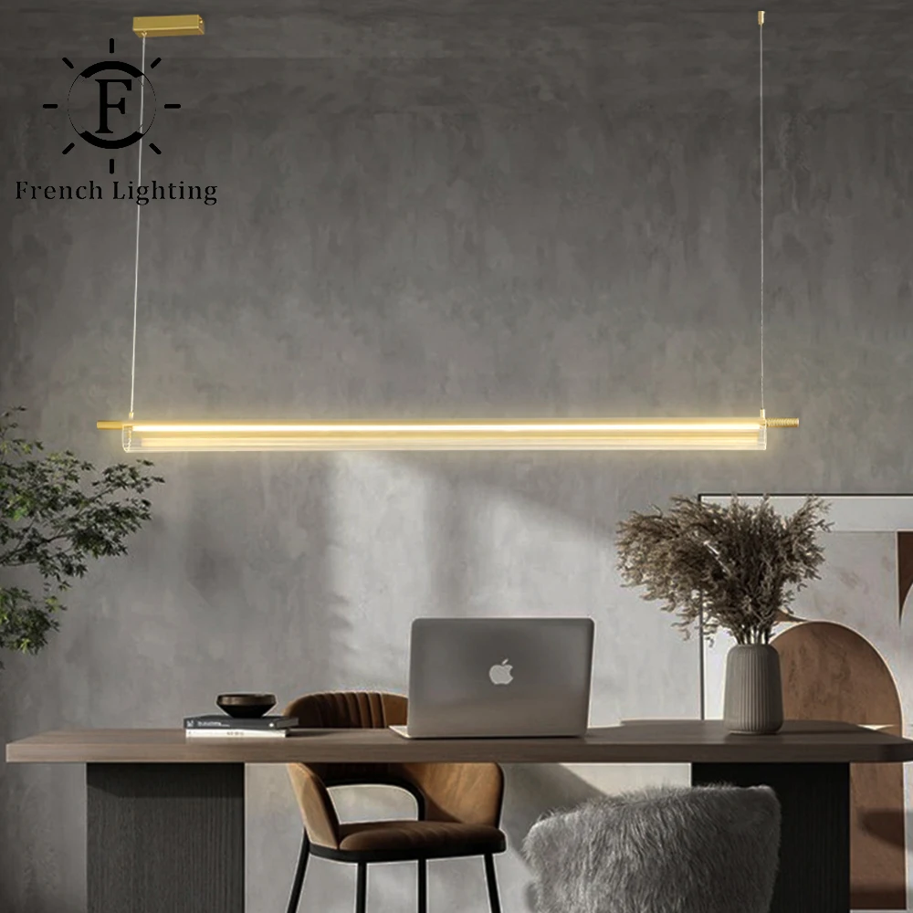 modern minimalista led lustre sala de jantar sala ferro long stripe design pingente luminaria 01