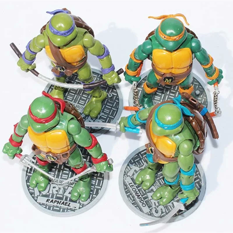 4 SZT. Figurki Wojowników Ninja TMNT Anime Zabawki Figurki Akcji z Kreskówek Anime Model z PVC Kolekcja Zabawek Ozdoba Dekoracja Prezent