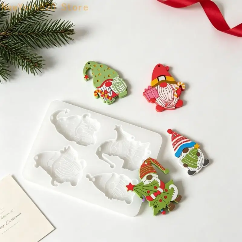 Christmas DIY Craft Tray, 4 Cavity Flexible Hanging Pendant Mould for Seasonal Casting Projects and School Craft Work N84C