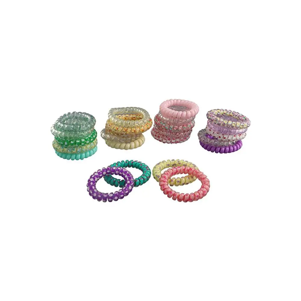 6Pcs/set Candy Color Telephone Wire Hair Rope Colorful Head Bands Spiral Cord Hair Ring Hair Accessories Headwear