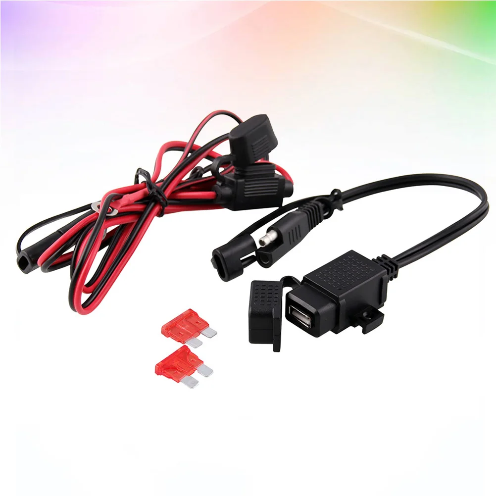 Waterproof Dual USB Sae to USB Adapter for Motorcycle 12V 24V Inline Fuse Power Supply Mobile Phone GPS