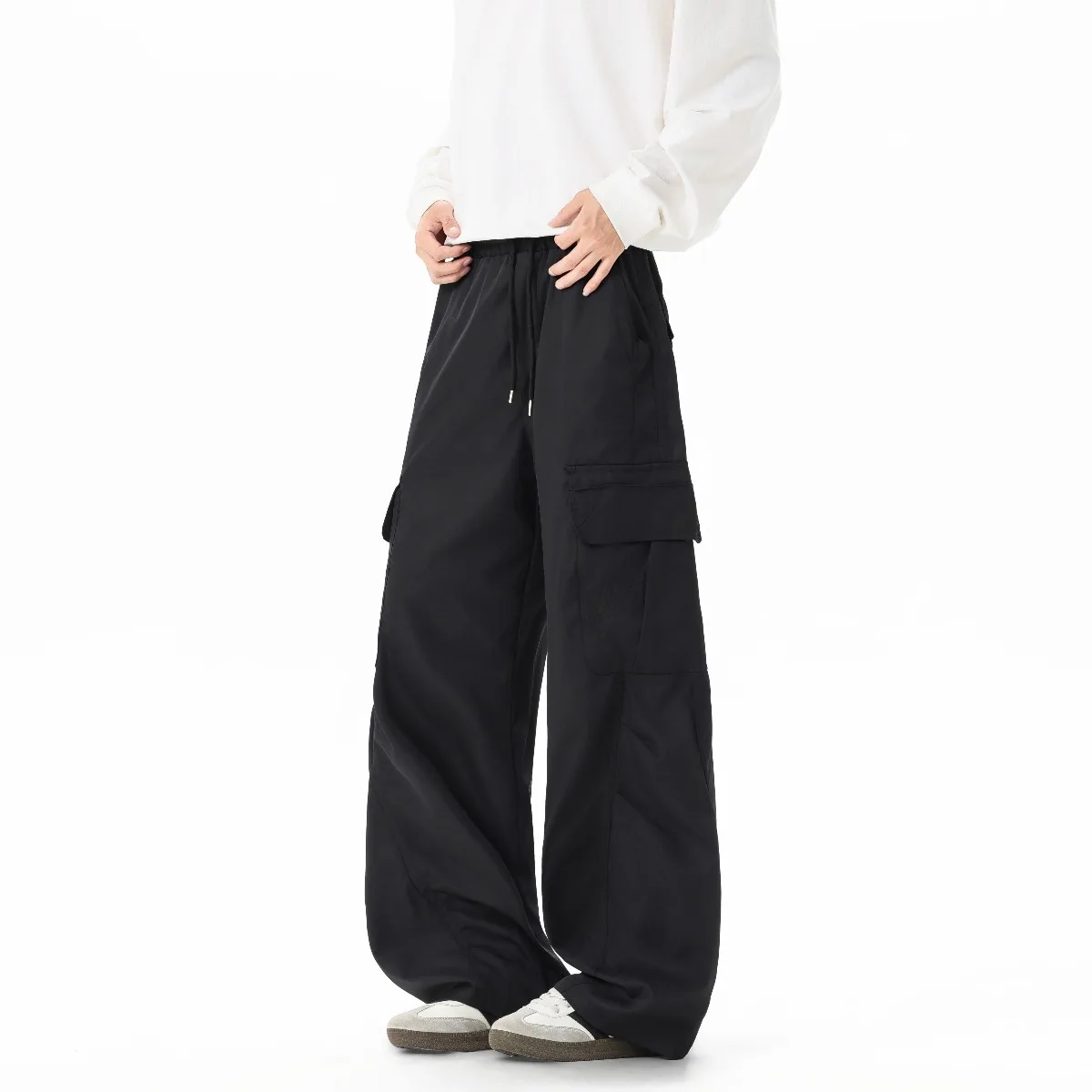 American Style Knife Pleat Wide Leg Pants Men's Loose Straight Casual Trousers Autumn High Sensation Cool Drapey Loose Fit