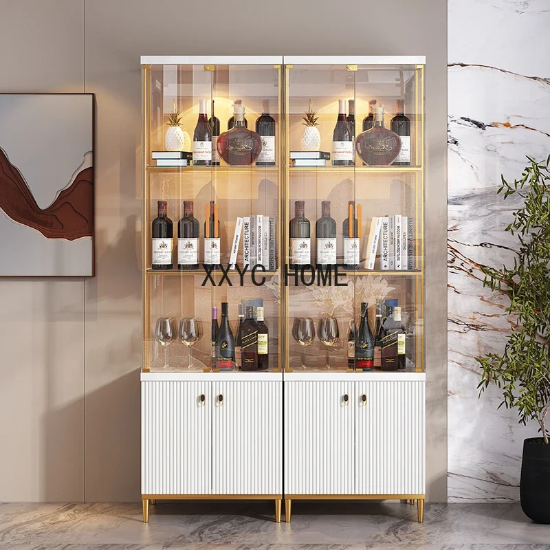 Armoire à vin de luxe italienne, présentoir de rangement moderne en verre trempé, étagère à vin, meubles de Bar Stojak Na Wino KMWC