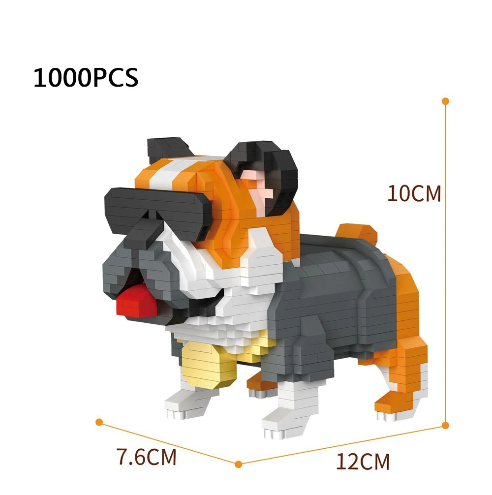 Lovely Pet Puppy Animal Nanobrick Cartoon Dog Micro Diamond Block Shiba Inu Bulldog Siberian Husky Basset Hound Build Brick Toys